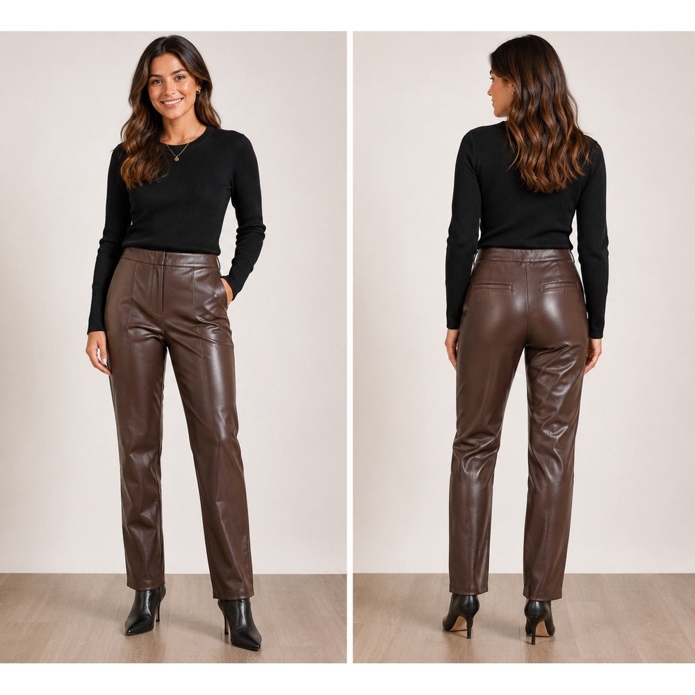 Old Navy Faux Leather Pants Women's 14 Brown Extra High Rise Skinny NWT $49.99